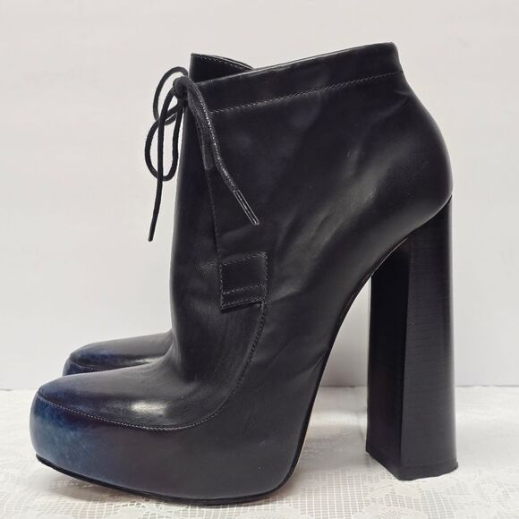 Alexander Wang Shoes - Alexander Wang Constance Black Leather Booties Blue Cast Died Toes Ultra High 8